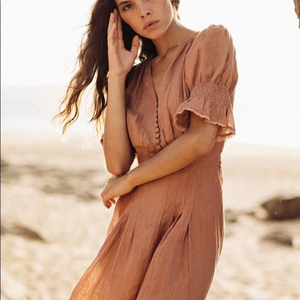 Kara Thoms Fria Mini Dress, Ochre Color, Size XS